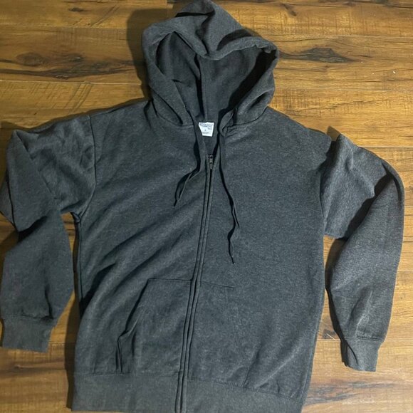 Men's Full-Zip Fleece Hoodie charcoal gray Size S - Picture 2 of 8